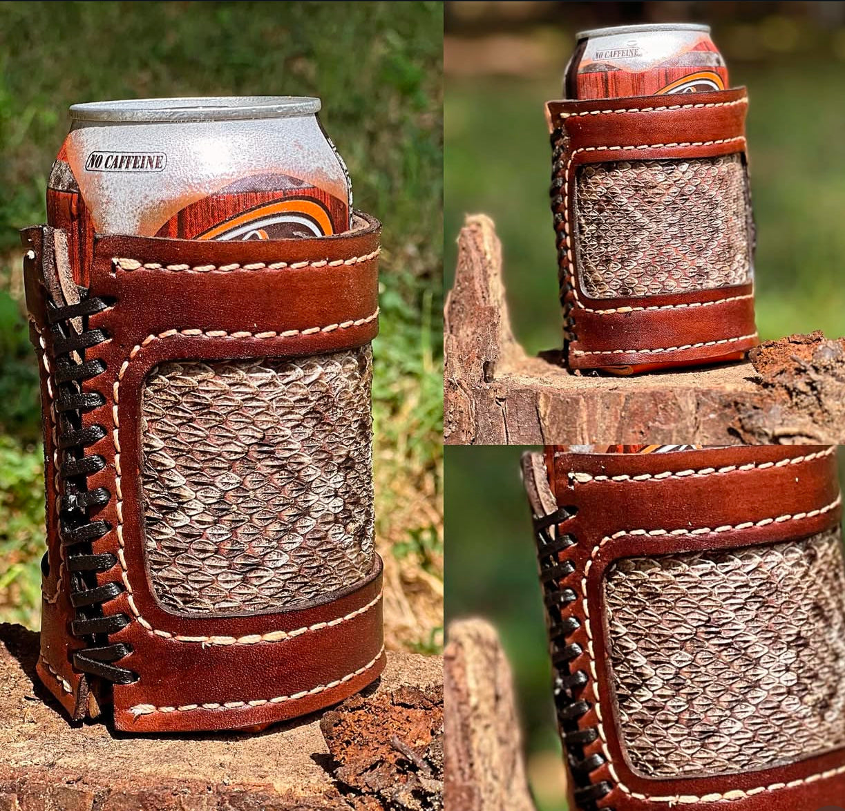 Leather wrapped koozie